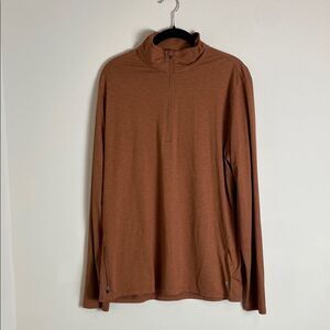 VUORI Ponto Performance Half Zip Hoodie In Cedar Heather Size L